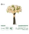 GloboStar® Artificial Garden CHAMPAGNE ROSE BOUQUET 21305 Τεχνητό Διακοσμητικό Μπουκέτο Τριαντάφυλλα Ροζ Y24cm